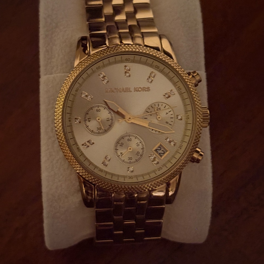 Michael Kors Gold Chronograph Watch with Cream Dial